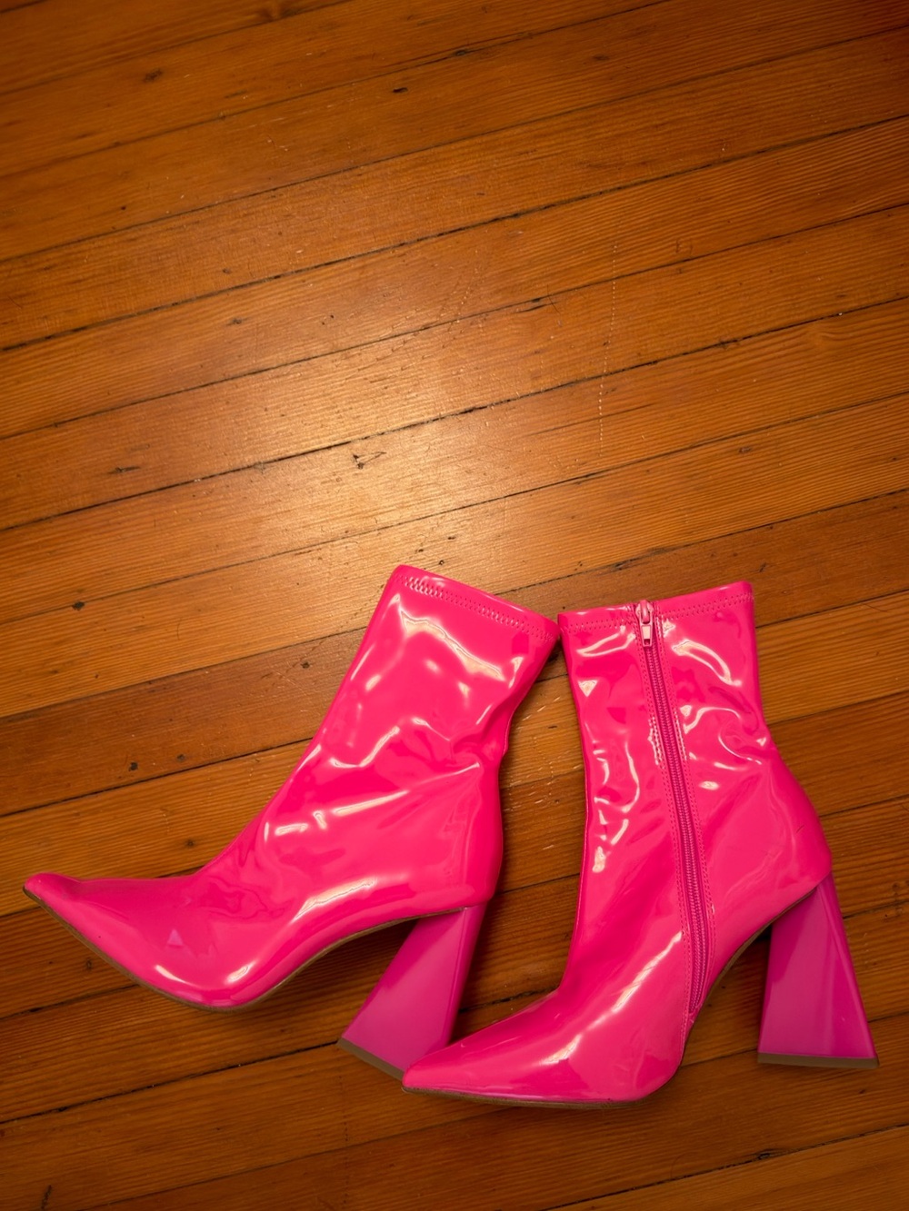 Steve Madden Bright Pink Heel Ankle Boots - Picture 2 of 3